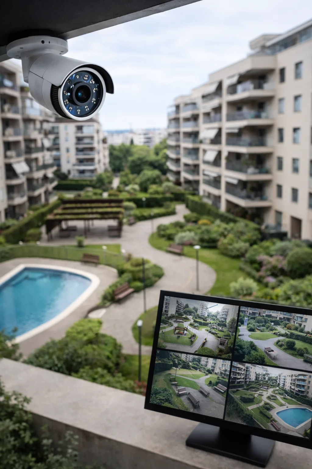 Cámara de videovigilancia en una comunidad de vecinos