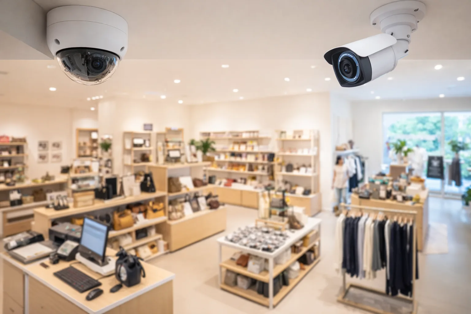 Cámaras de videovigilancia instaladas en un comercio
